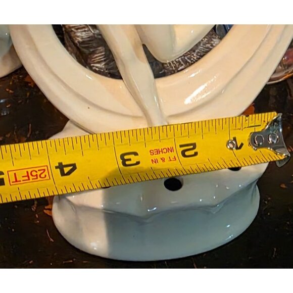 Antique Flower Frog Ceramic Dancing Lady Figurine 8.5" Tall Glossy Ivory READ - Picture 12 of 12